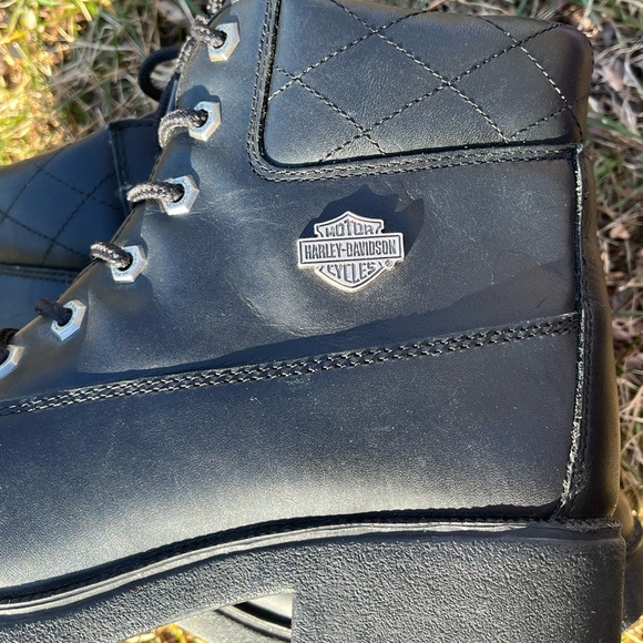 NWOB Vintage 90s Harley-Davidson Lace Up Boots 🖤🧡 - Picture 2 of 8